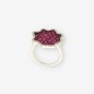 Anillo oro blanco 18kt  brillantes y piedra roja