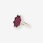 Anillo oro blanco 18kt  brillantes y piedra roja