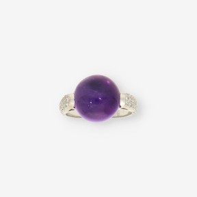 Anillo oro blanco amatista y brillantes