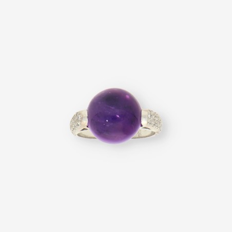 Anillo oro blanco amatista y brillantes