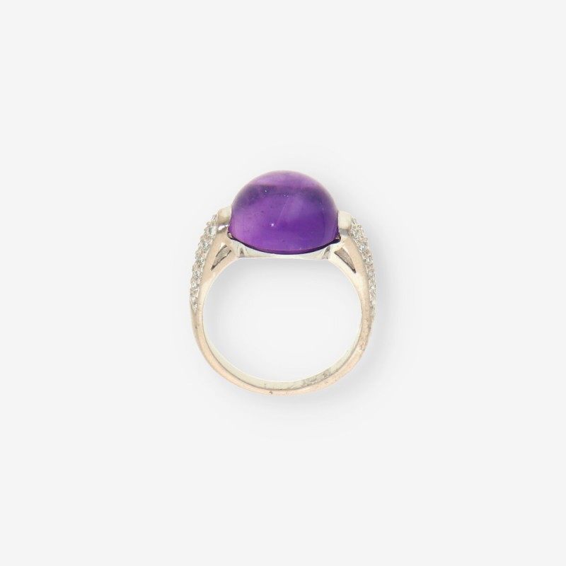 Anillo oro blanco amatista y brillantes