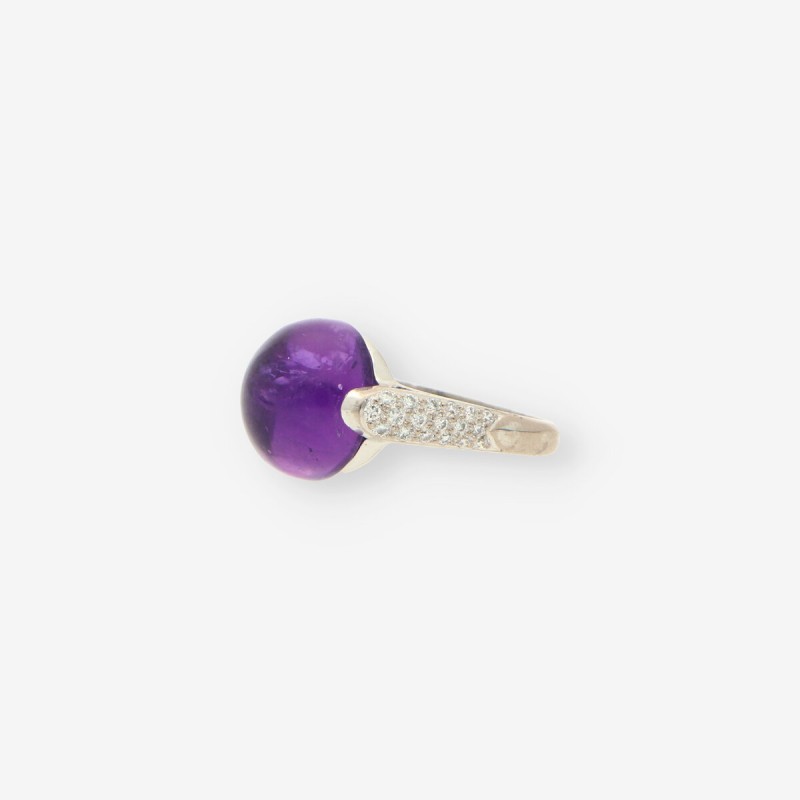 Anillo oro blanco amatista y brillantes