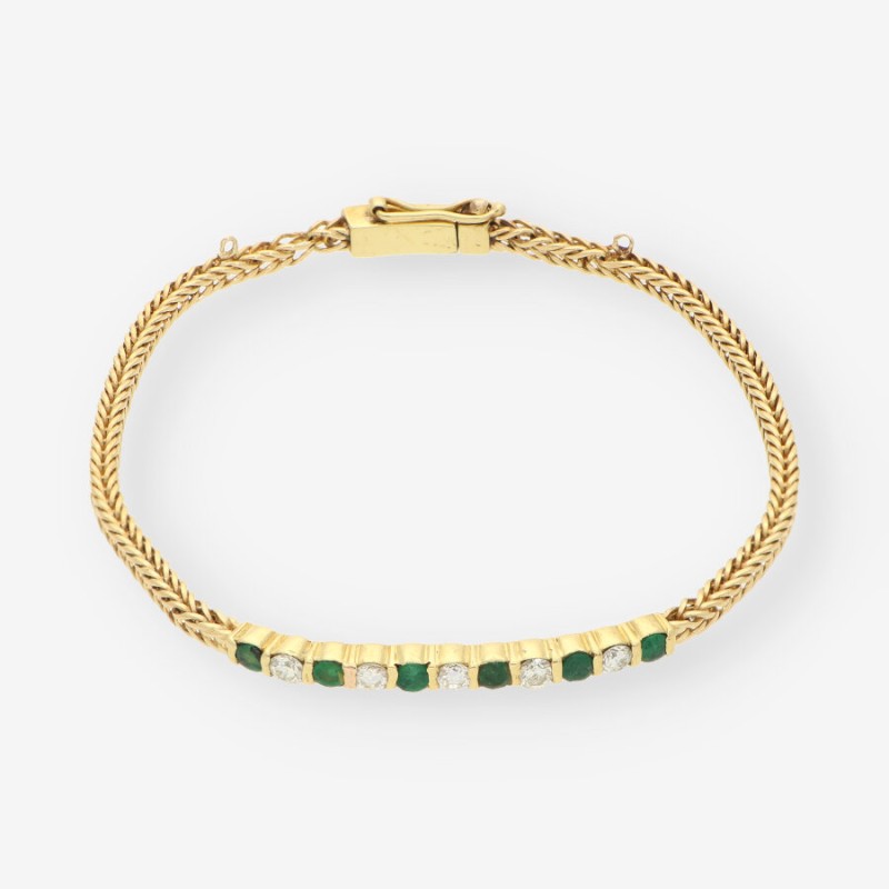 Pulsera oro 18kt esmeralda y brillantes