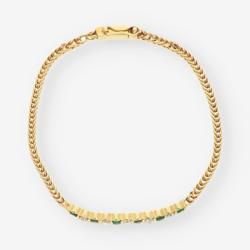 Pulsera oro esmeralda y brillantes