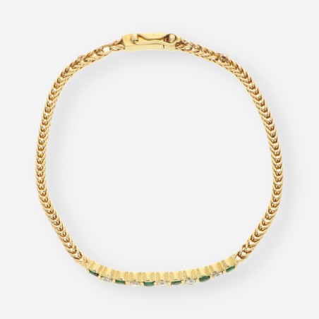 Pulsera oro 18kt esmeralda y brillantes