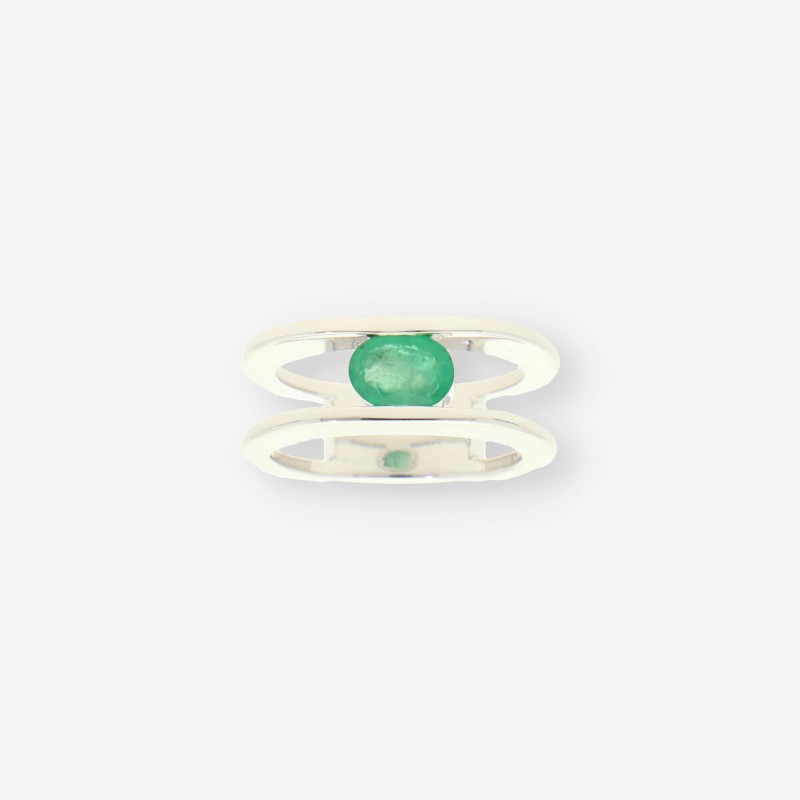 Anillo oro blanco 18kt y Esmeralda