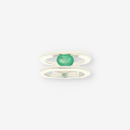 Anillo oro blanco y Esmeralda