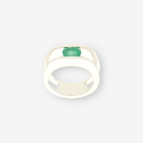 Anillo oro blanco 18kt y Esmeralda