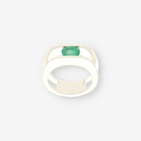Anillo oro blanco 18kt y Esmeralda