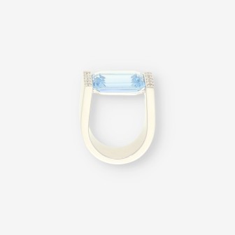 Anillo oro blanco topacio y brillantes
