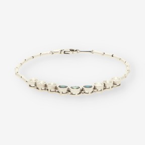Pulsera de oro blanco 18kt con zafiros y brillantes