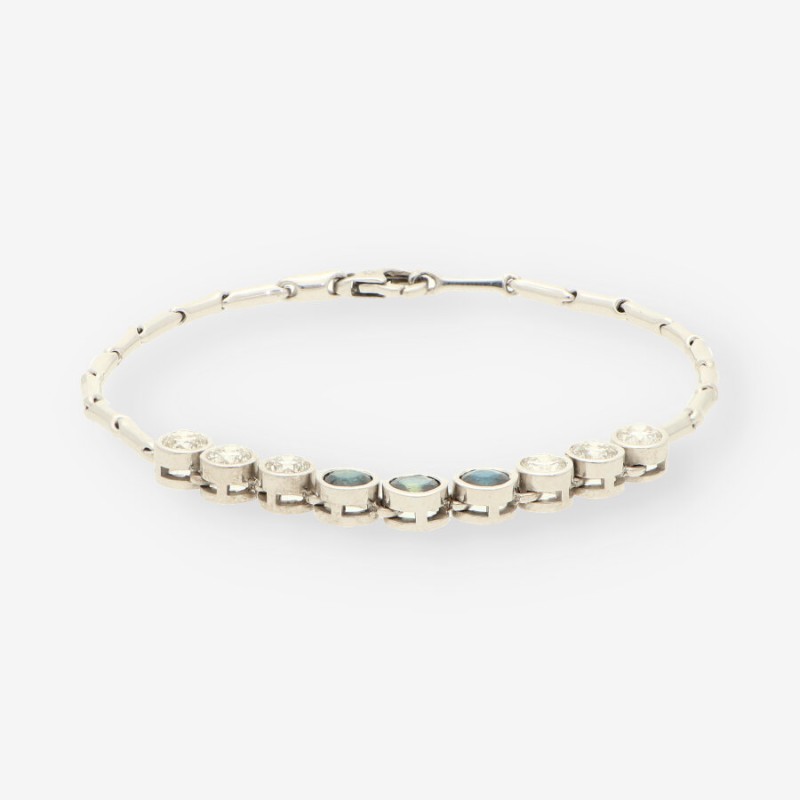 Pulsera oro blanco zafiros y brillantes
