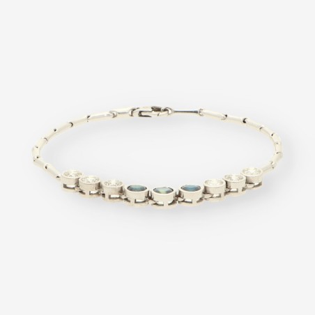 Pulsera de oro blanco 18kt con zafiros y brillantes