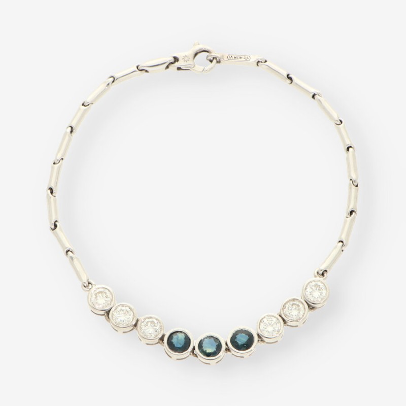 Pulsera oro blanco zafiros y brillantes
