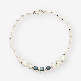 Pulsera oro blanco zafiros y brillantes