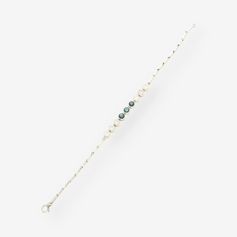 Pulsera oro blanco zafiros y brillantes